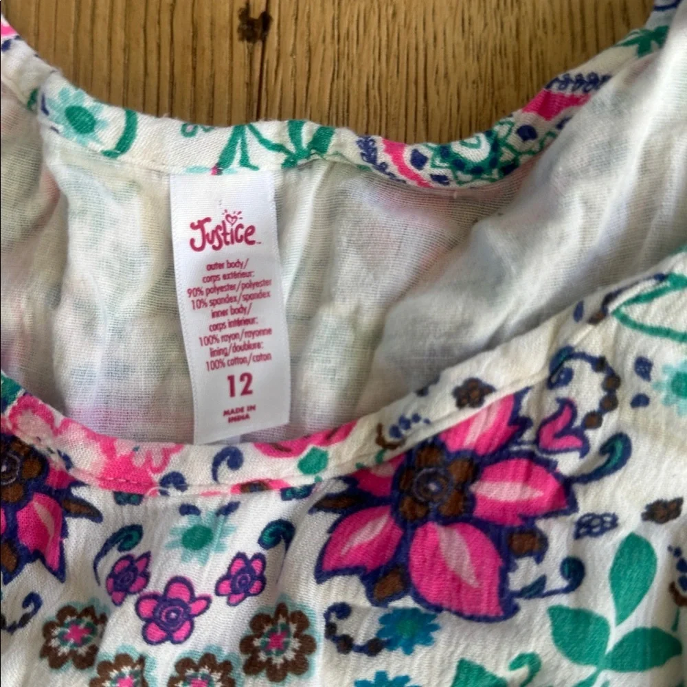 Justice Floral Kids Dress - Pink and Blue 10